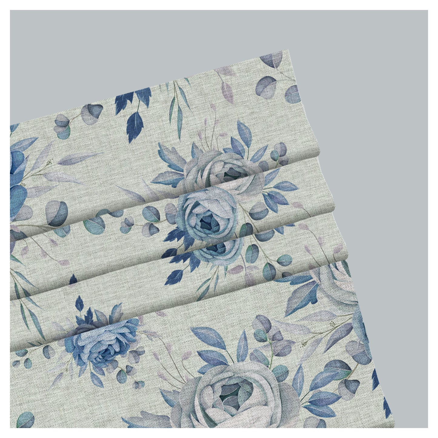 Classic Blue Roses Floral Seamless Pattern Print Window Roman Shade