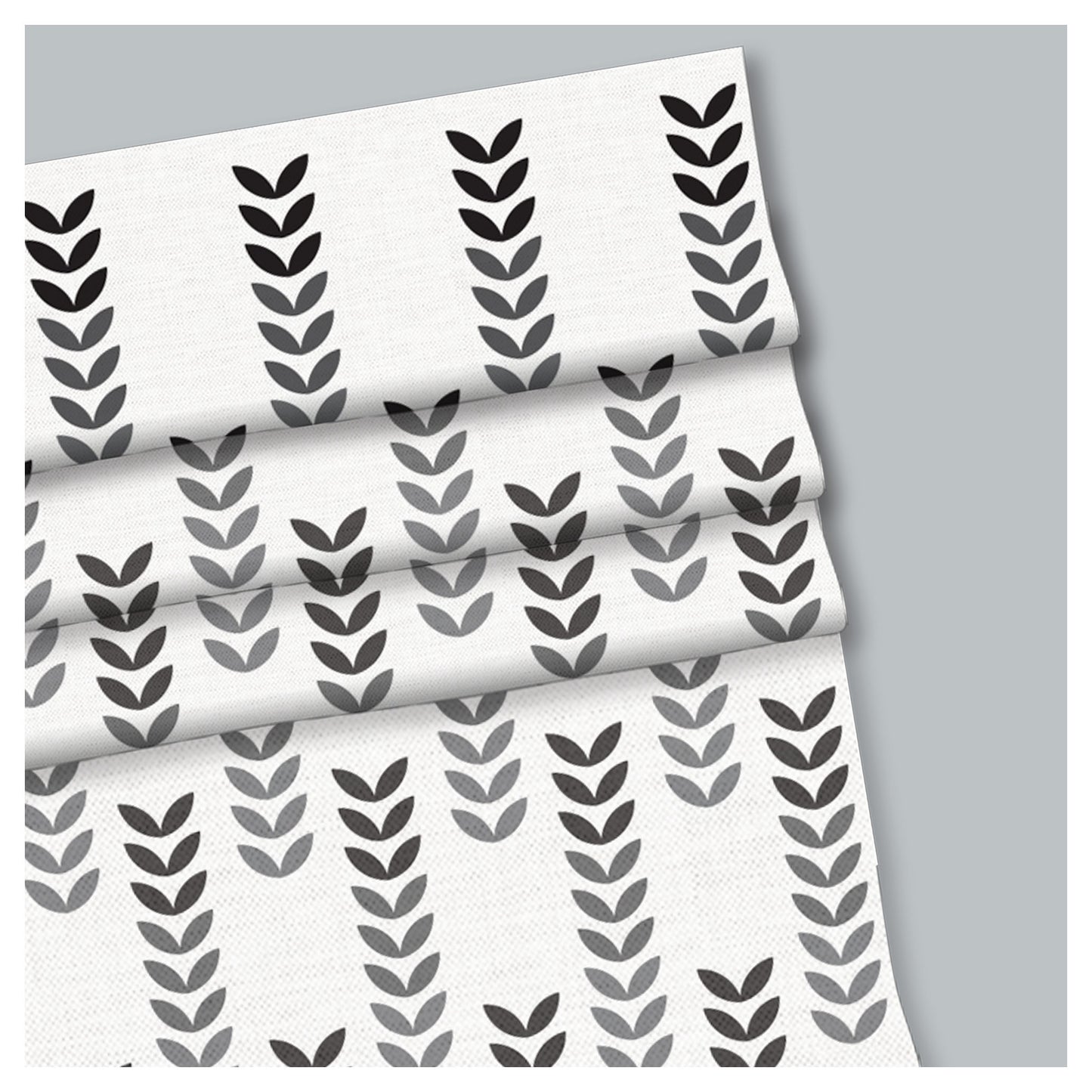 Black and White Scandinavian Leaf Window Roman Shade