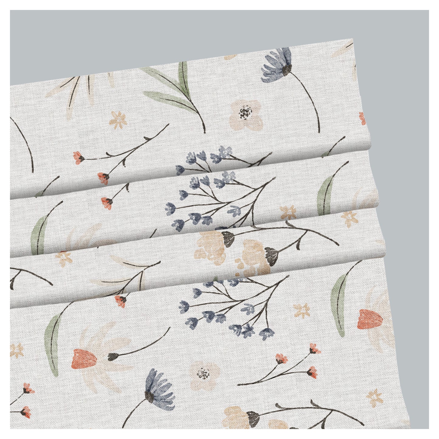 Hand Painted Watercolor Pressed Flowers Pattern Print Window Roman Shade