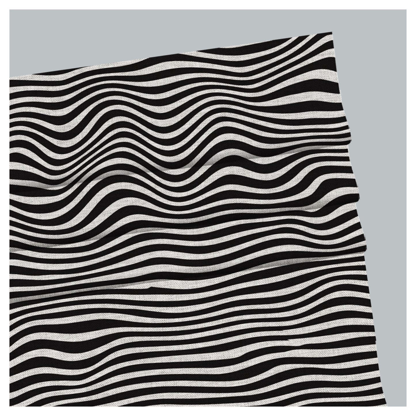 Wave Line Illusion Black and White Window Roman Shade