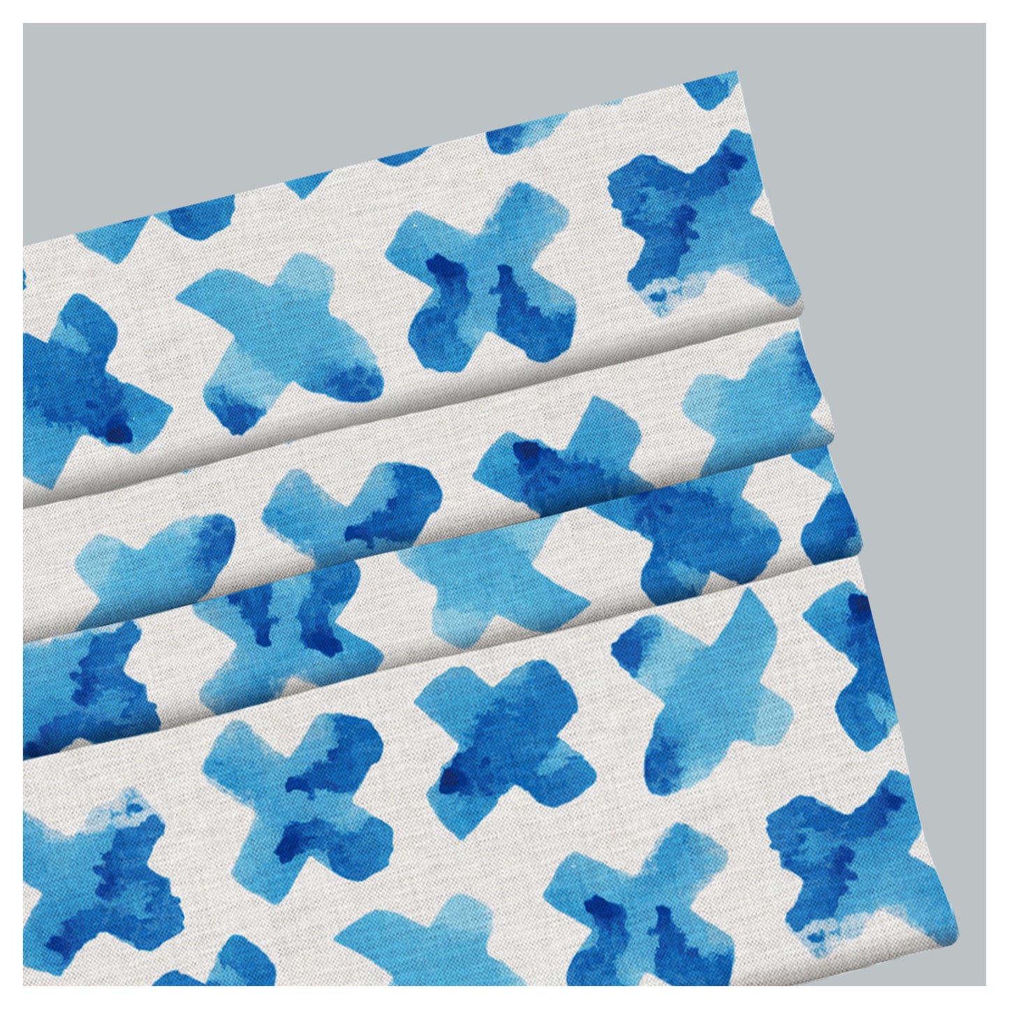 Blue Watercolor Cross Shape Window Roman Shade