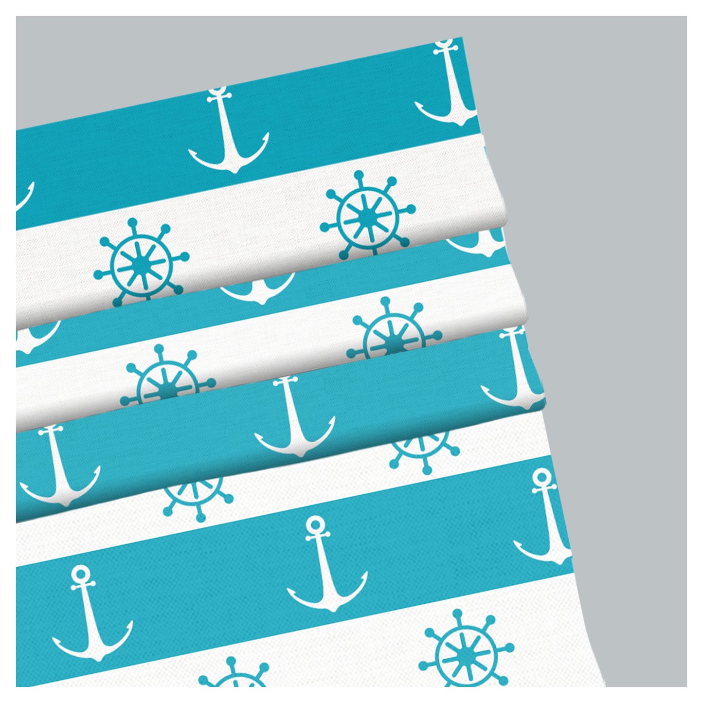 Anchor Marine Sea Wheel Navy Print Roman Shade