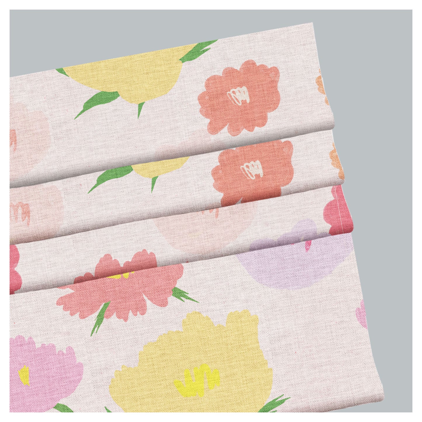 Hand Drawn Flowers Pattern Print Window Roman Shade