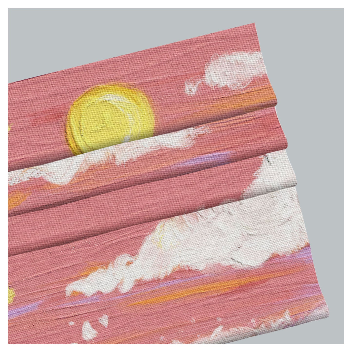 Oil Painting Pink Sky and Sun Window Roman Shade