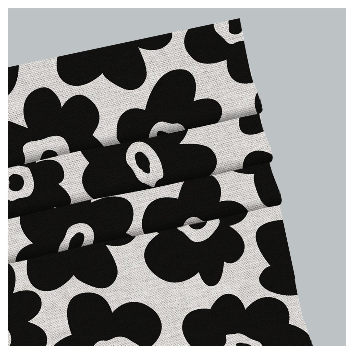 Black & White Hand Drawn Flora Pattern Print Window Roman Shade