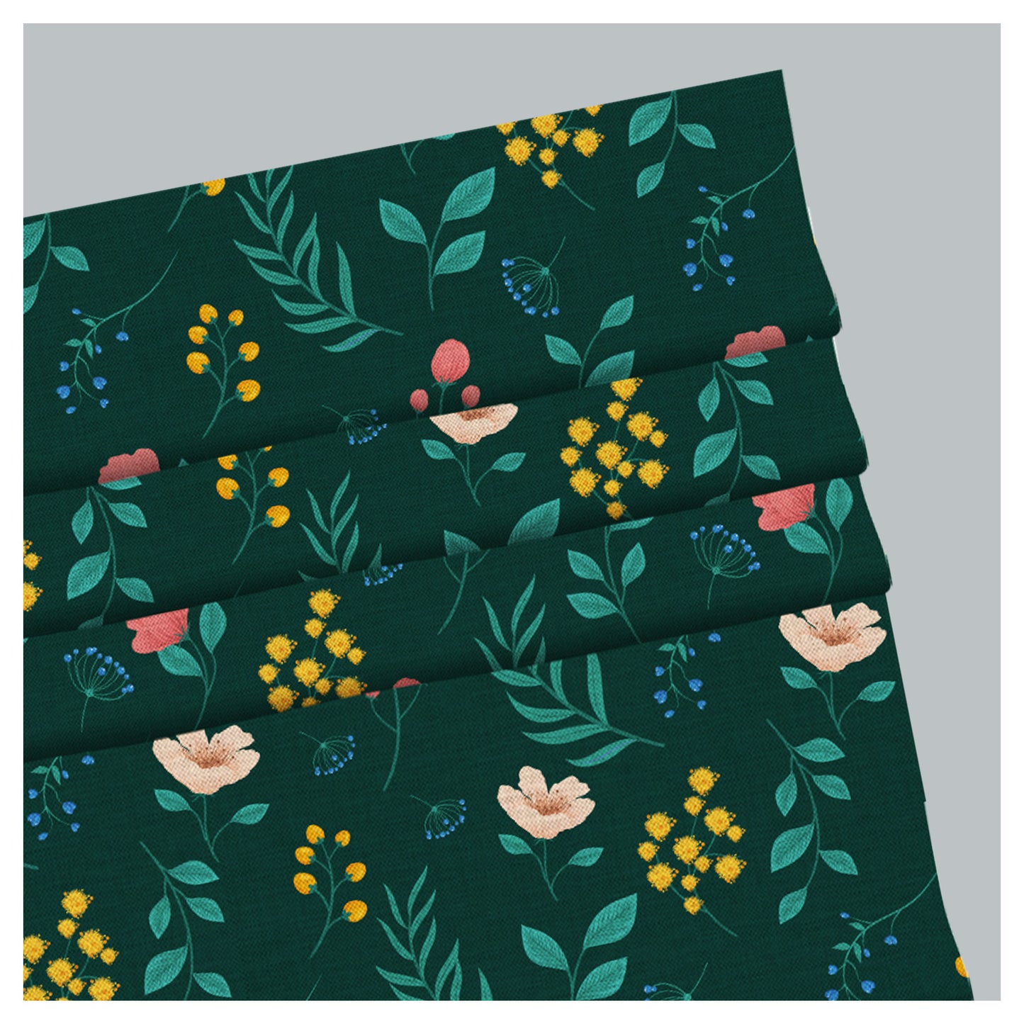 Flowers Leaves Pattern Print Window Roman Shade