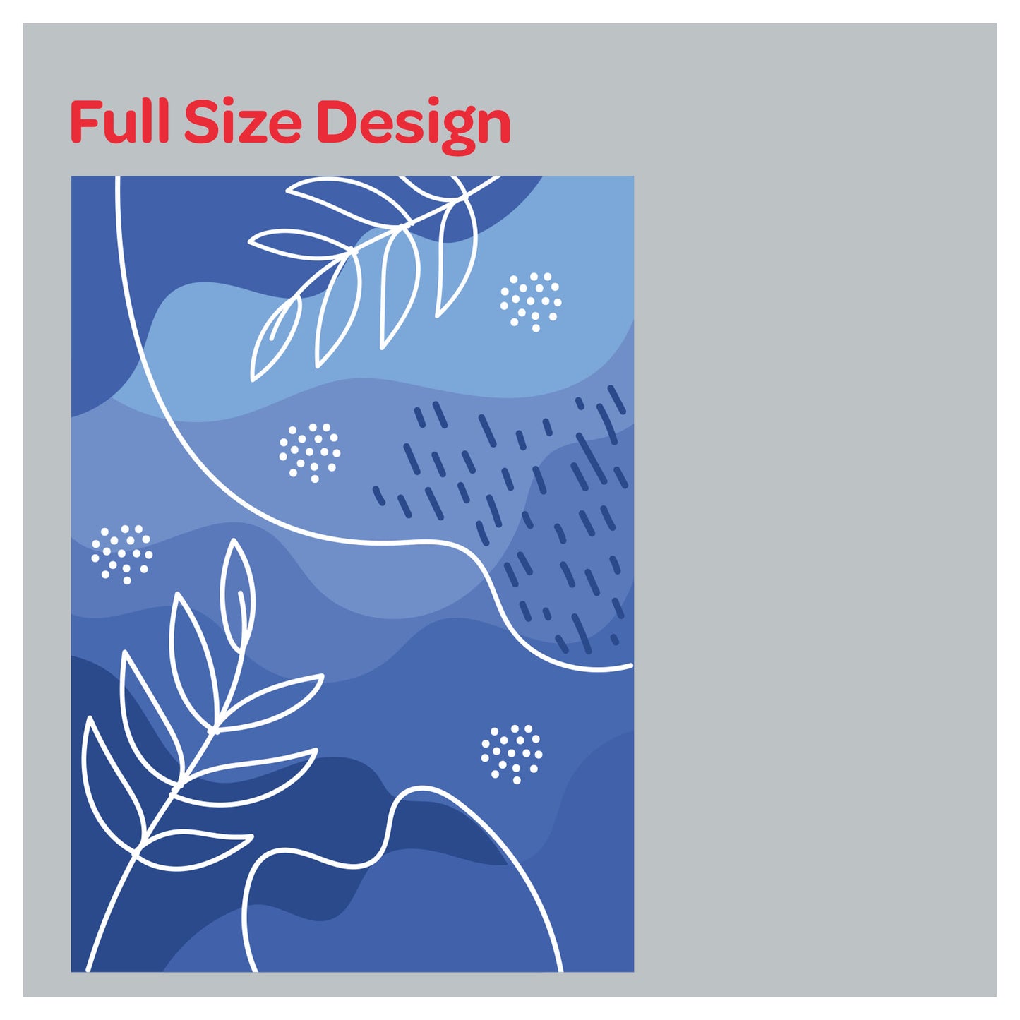 Abstract Organic Leaf Pattern Blue Print Window Roman Shade