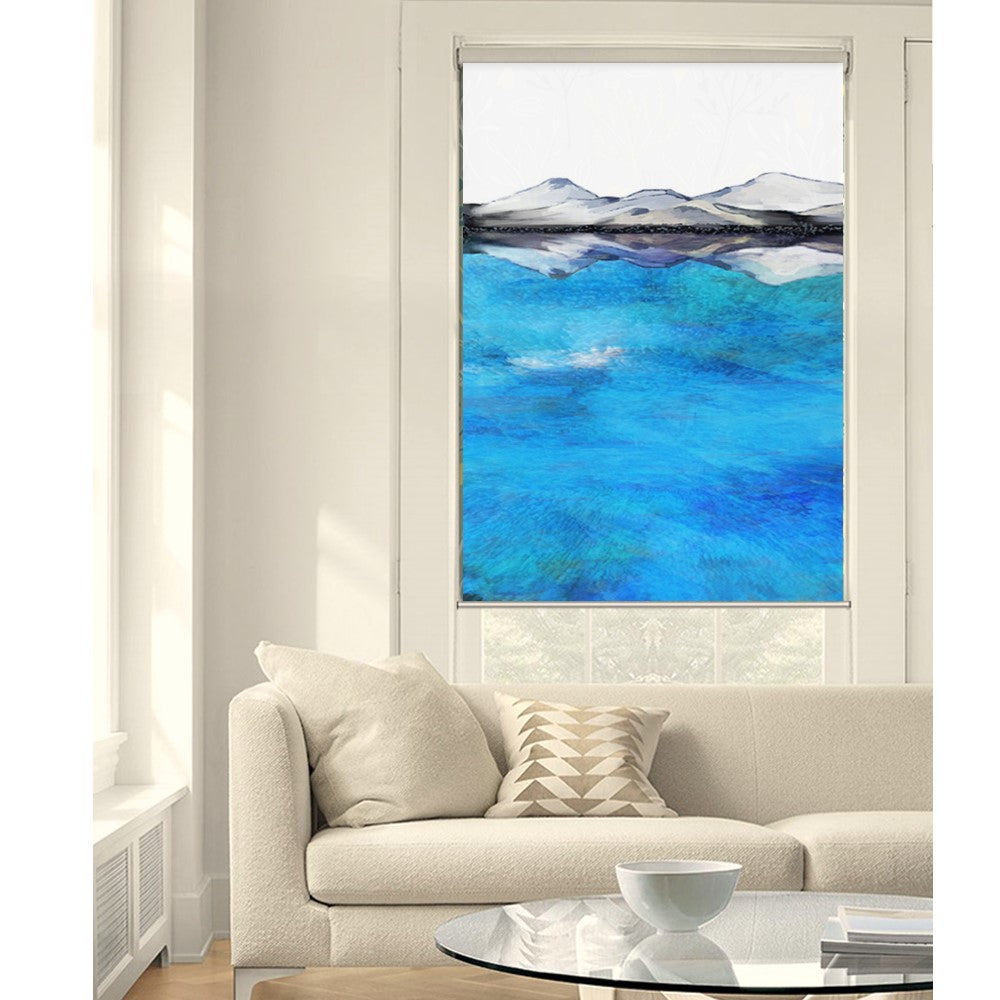 Abstract Blue Ocean Mountain Lake Window Roller Shade