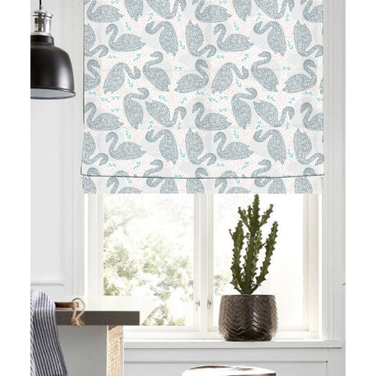 Polka Swans Window Roman Shade