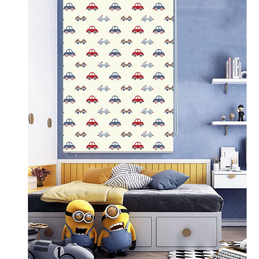 Boy Room Racing Cars Design Window Roller Shade
