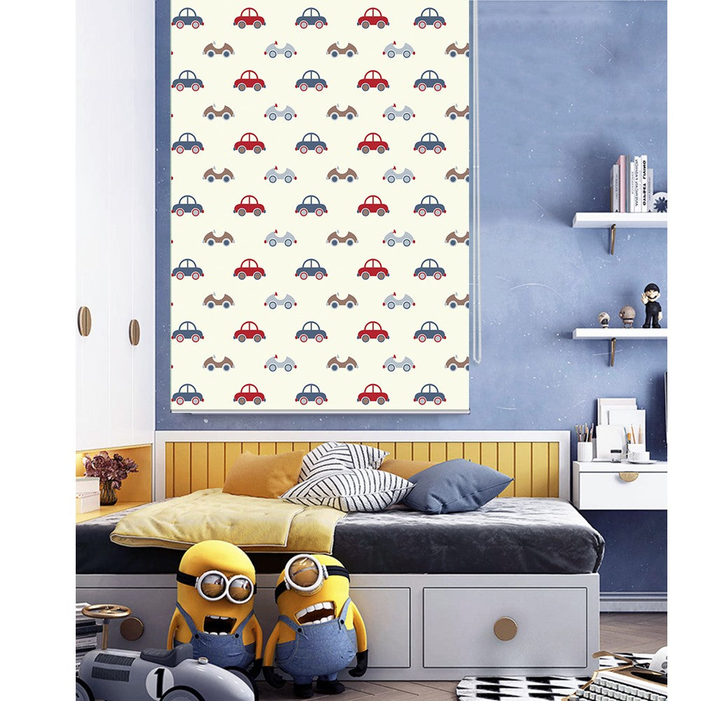 Boy Room Racing Cars Design Window Roller Shade