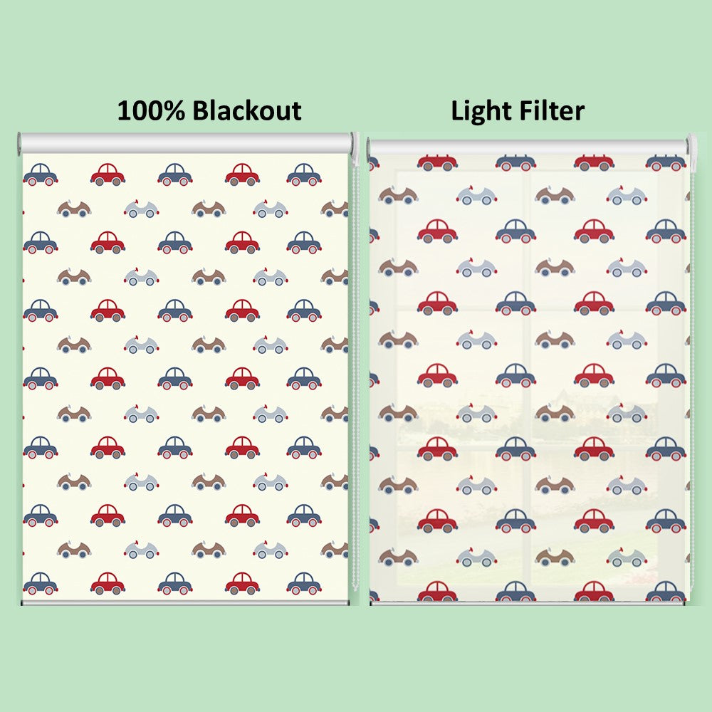 Boy Room Racing Cars Design Window Roller Shade