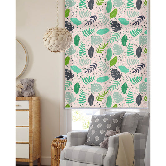 Botanical Mosntera Natural Print Window Roller Shade