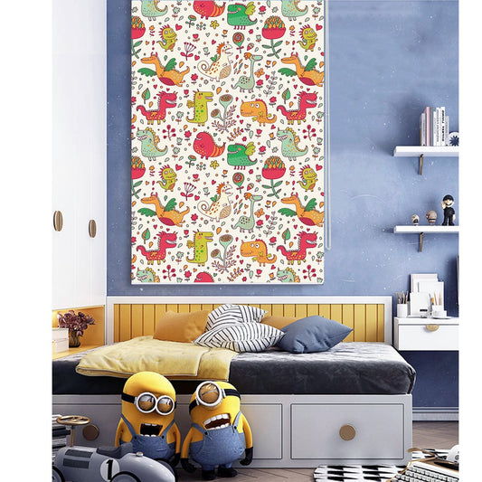 Nursery Kid Baby Room Colorful Dinosaurs Window Roller Shade