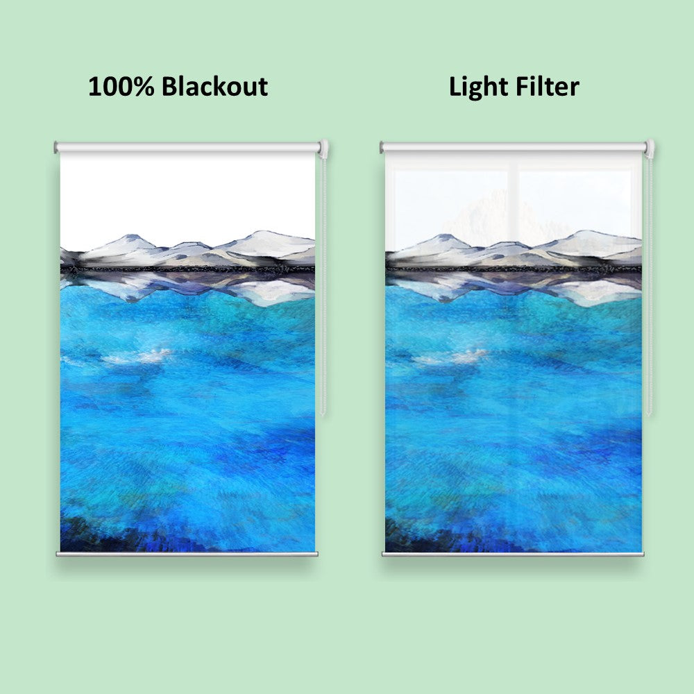 Abstract Blue Ocean Mountain Lake Window Roller Shade