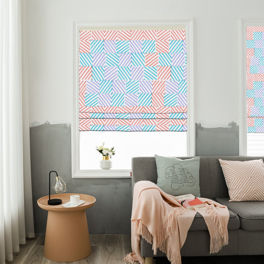 Seamless Geometry Linen Window Roman Shade