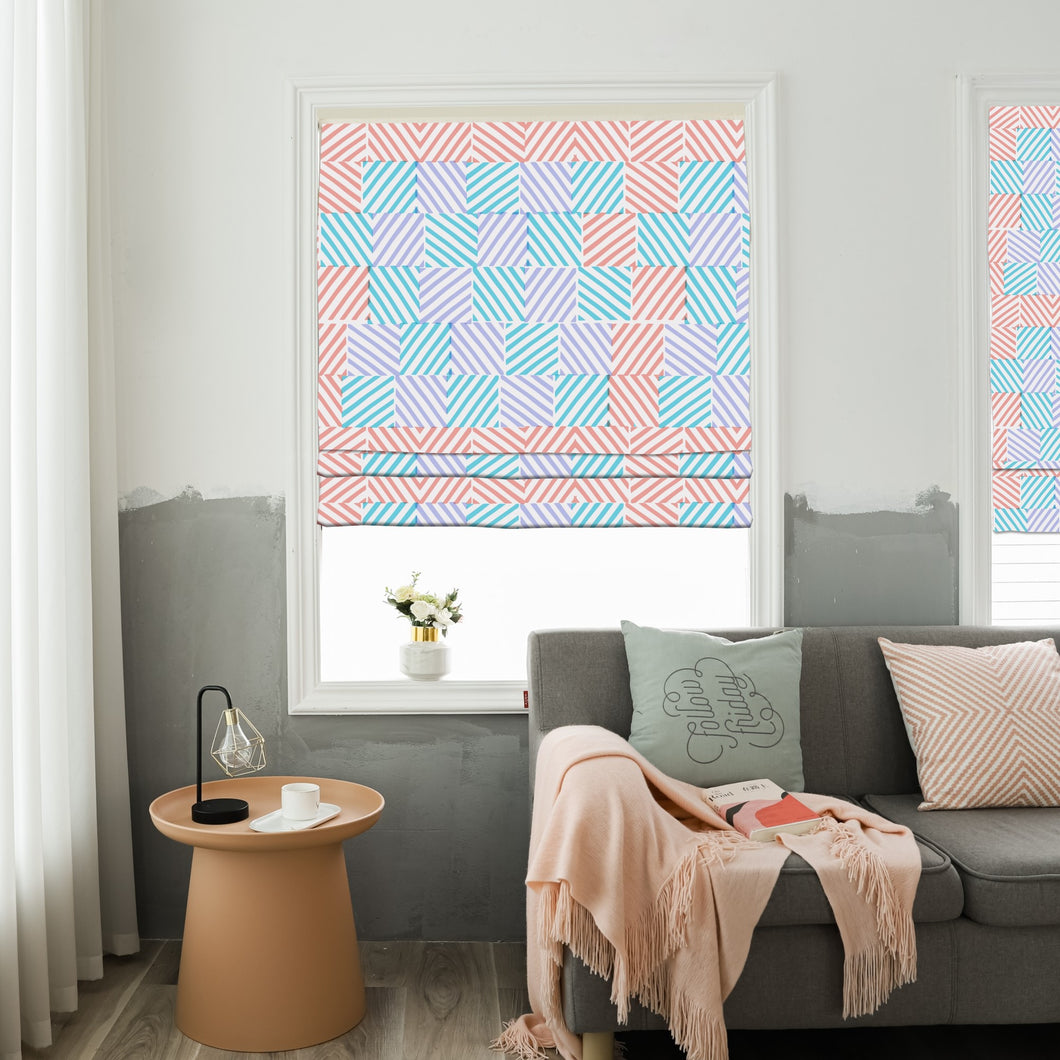 Seamless Geometry Linen Window Roman Shade
