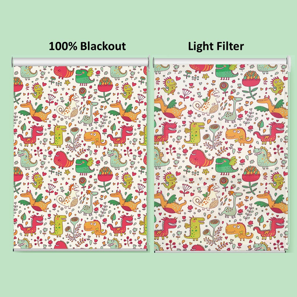 Nursery Kid Baby Room Colorful Dinosaurs Window Roller Shade