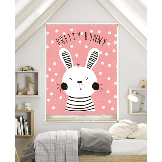 Pretty Bunny Pink Girl Room Window Roller Shade