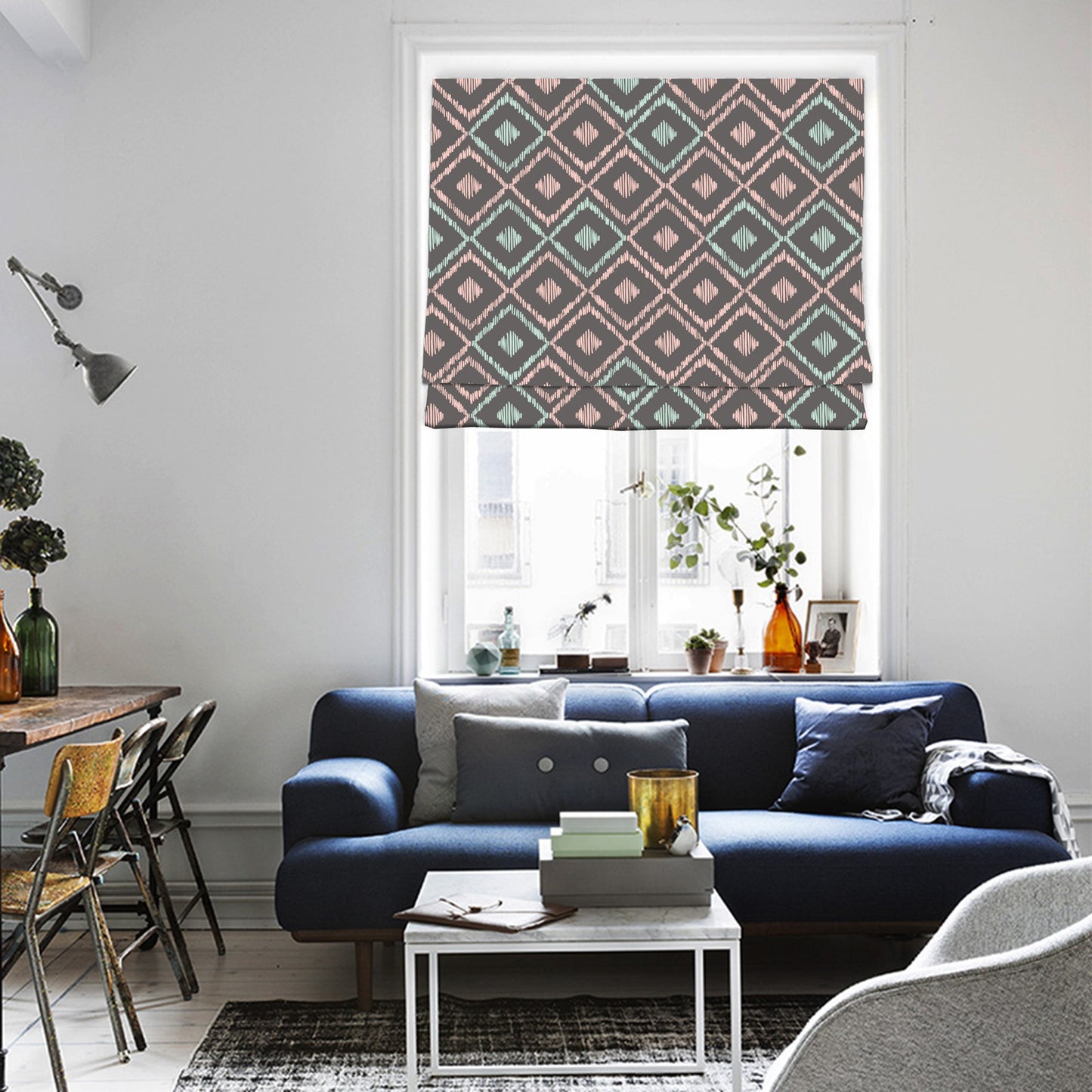 Southwestern Ethnic Tribal Patterns Linen Window Roman Shade