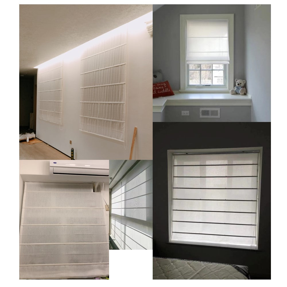 White Semi See Through Light Filtering Window Roman Shade
