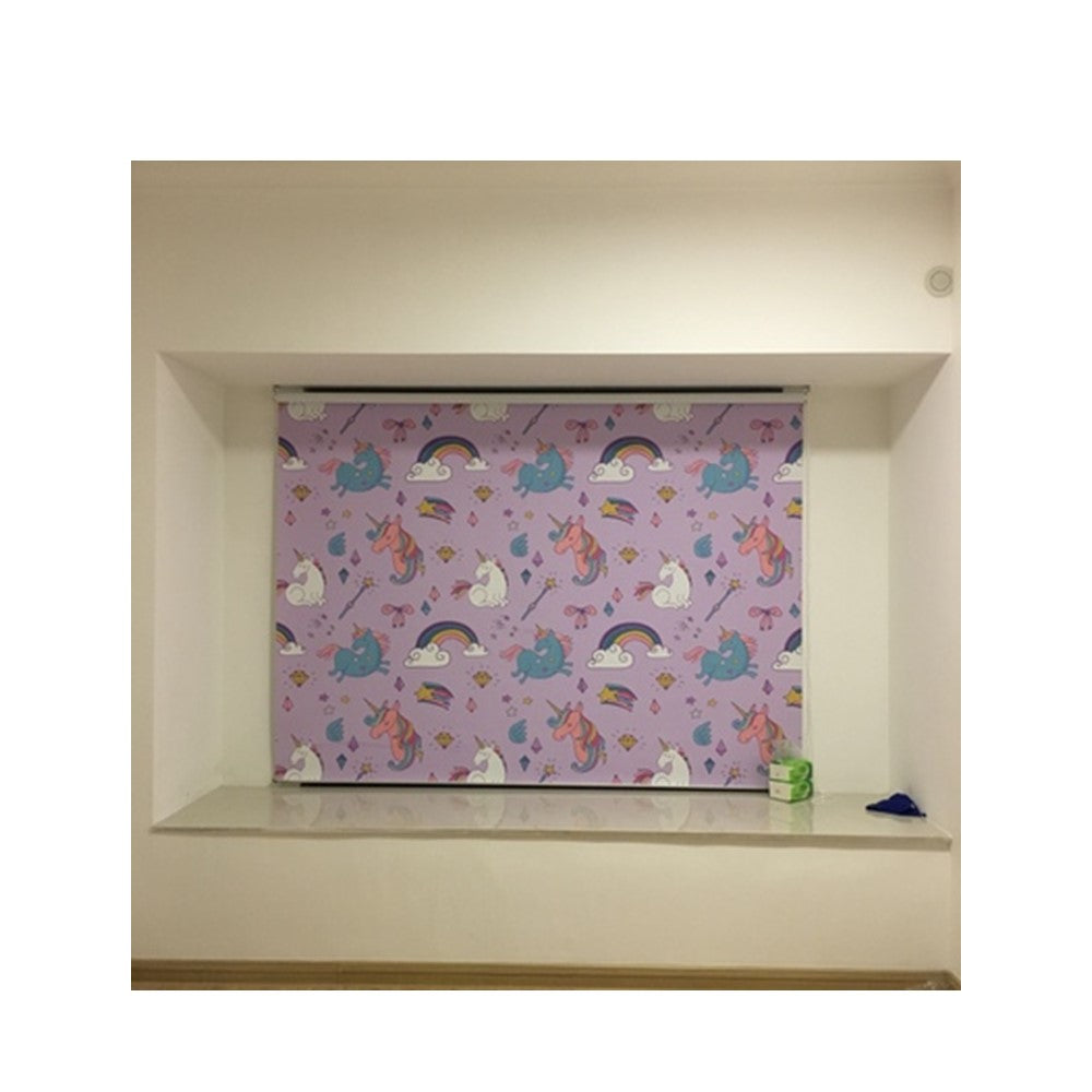 Nursery Kid Baby Room Purple Unicorn Window Roller Shade