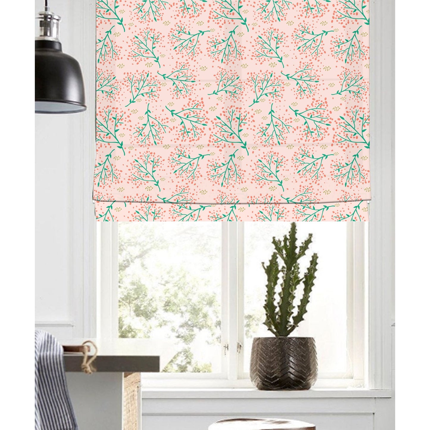 Spring Flora Pink Window Roman Shade