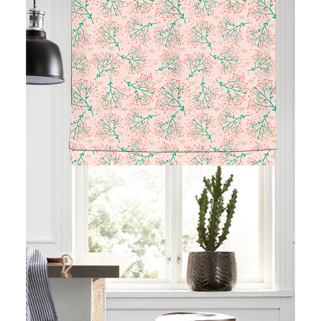 Spring Flora Pink Window Roman Shade