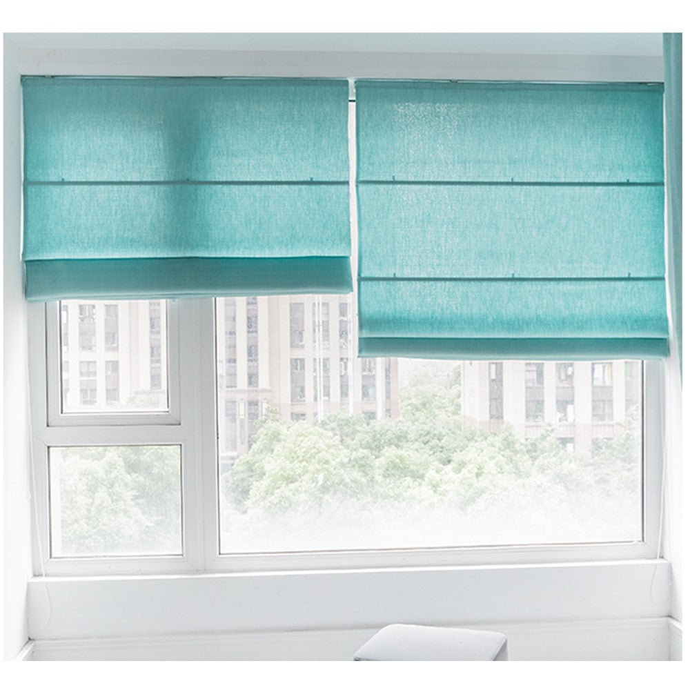 Green Teal Blue Tiffany Turquoise Linen Window Roman Shade