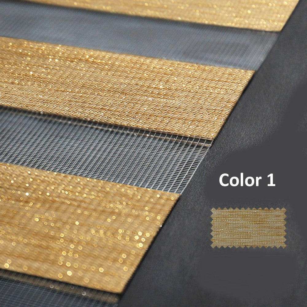 Glitter Neutral Window Blinds Zebra Roller Shade with Valance