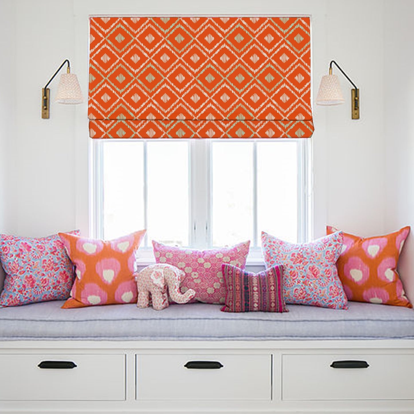 Southwestern Ethnic Tribal Patterns Linen Window Roman Shade