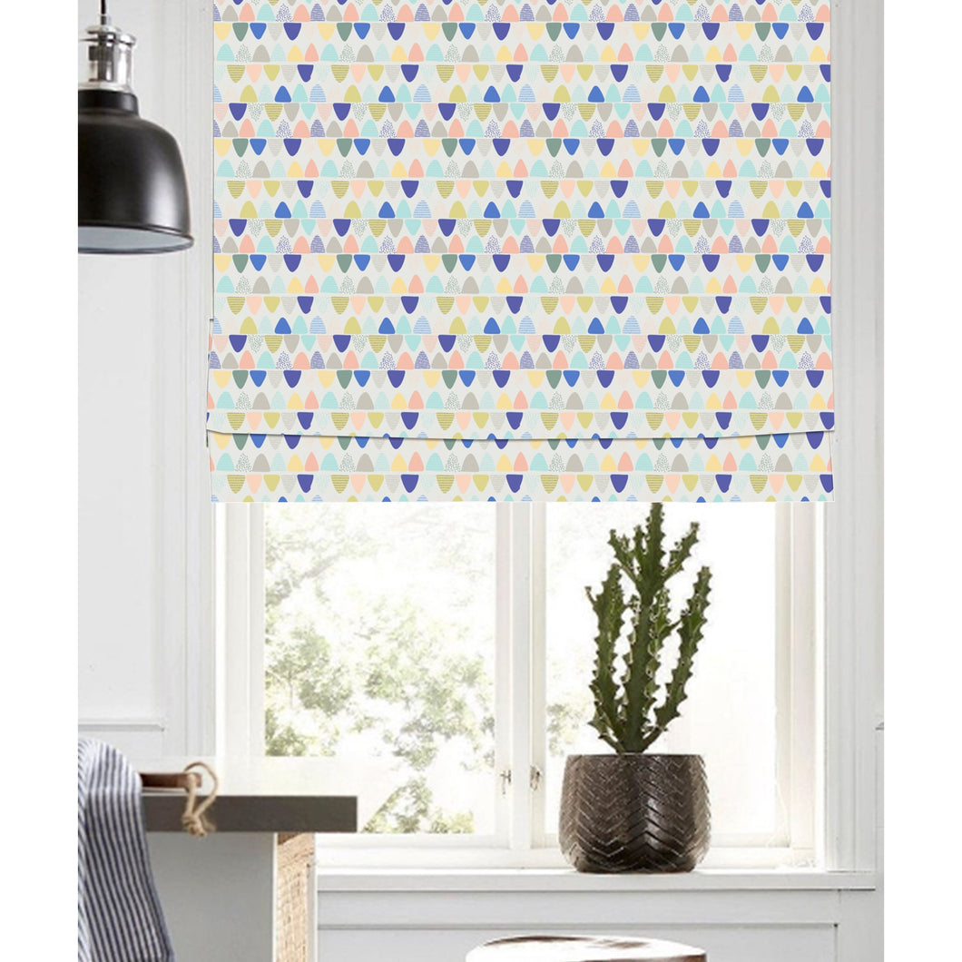 Pastel Triangular Linen Window Roman Shade