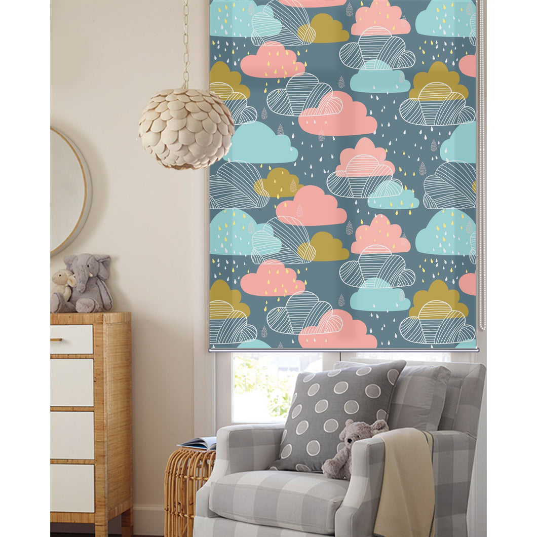 Mid Night Rain Nursery Room Window Roller Shade