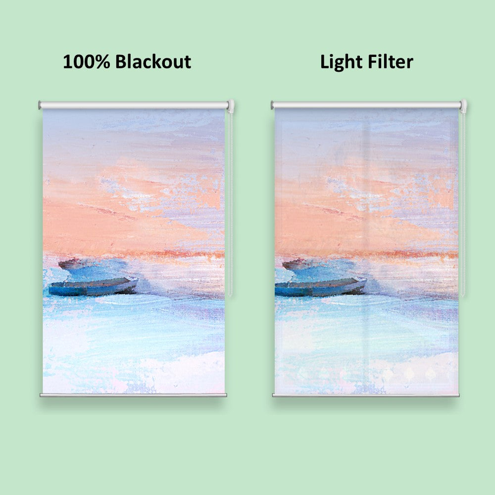 Abstract Boat Canoe at Sunset Sunrise Window Roller Shade
