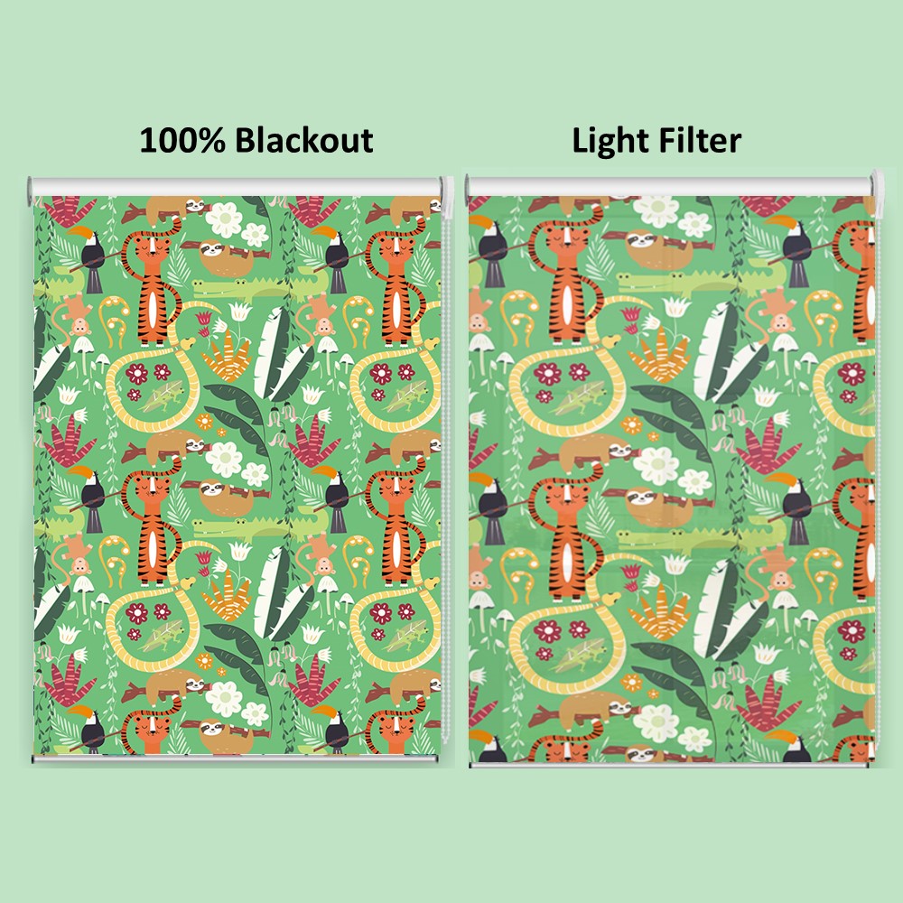 Tropical Jungle Tiger Monkey Animal Friends Window Roller Shade