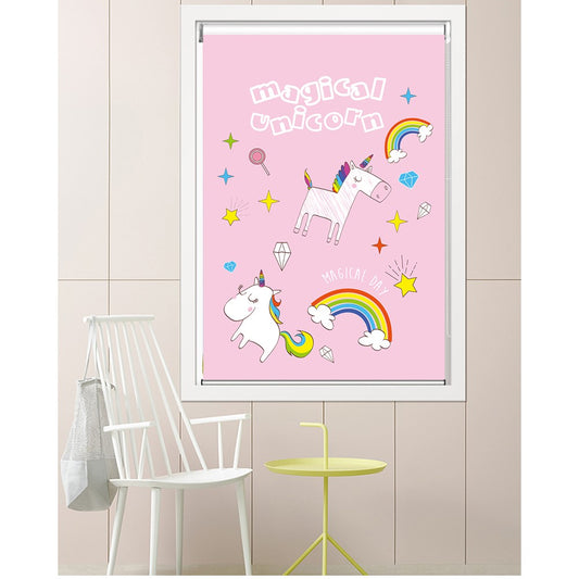 Magical Unicorn Nursery Pink Room Window Roller Shade
