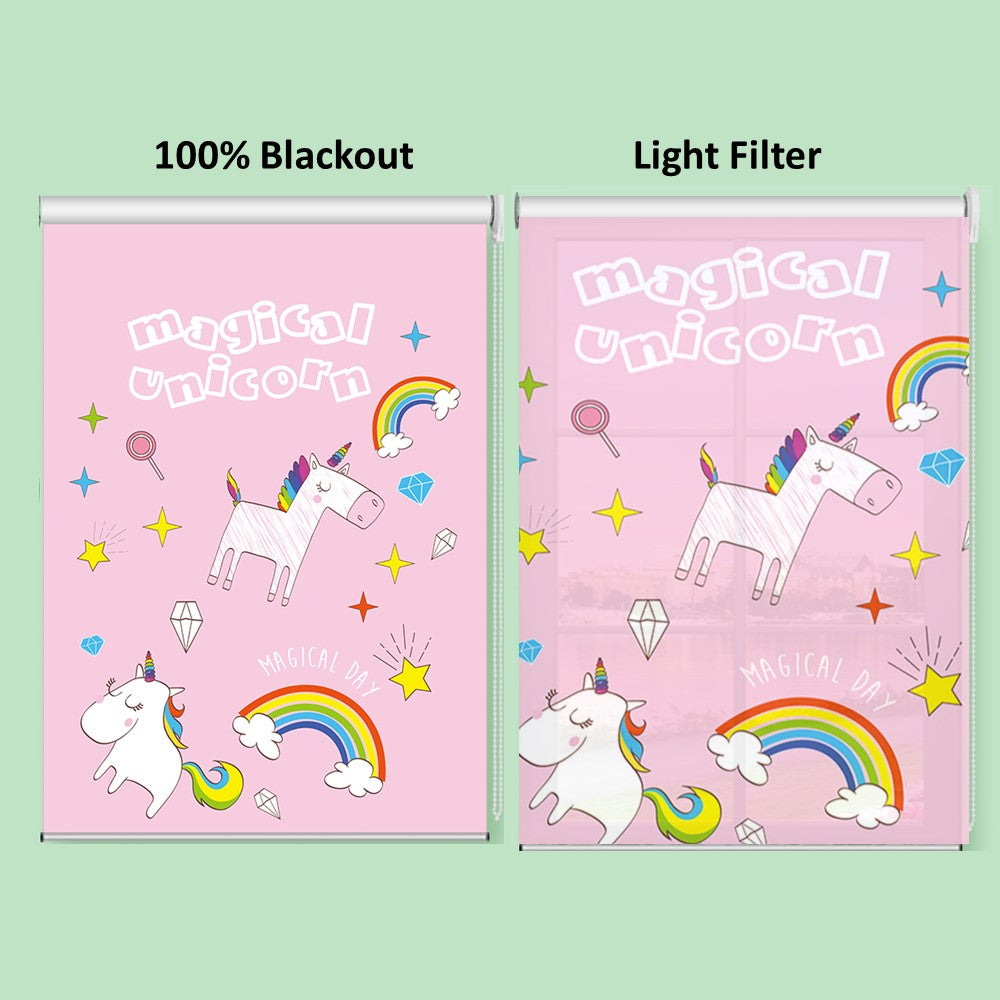 Magical Unicorn Nursery Pink Room Window Roller Shade