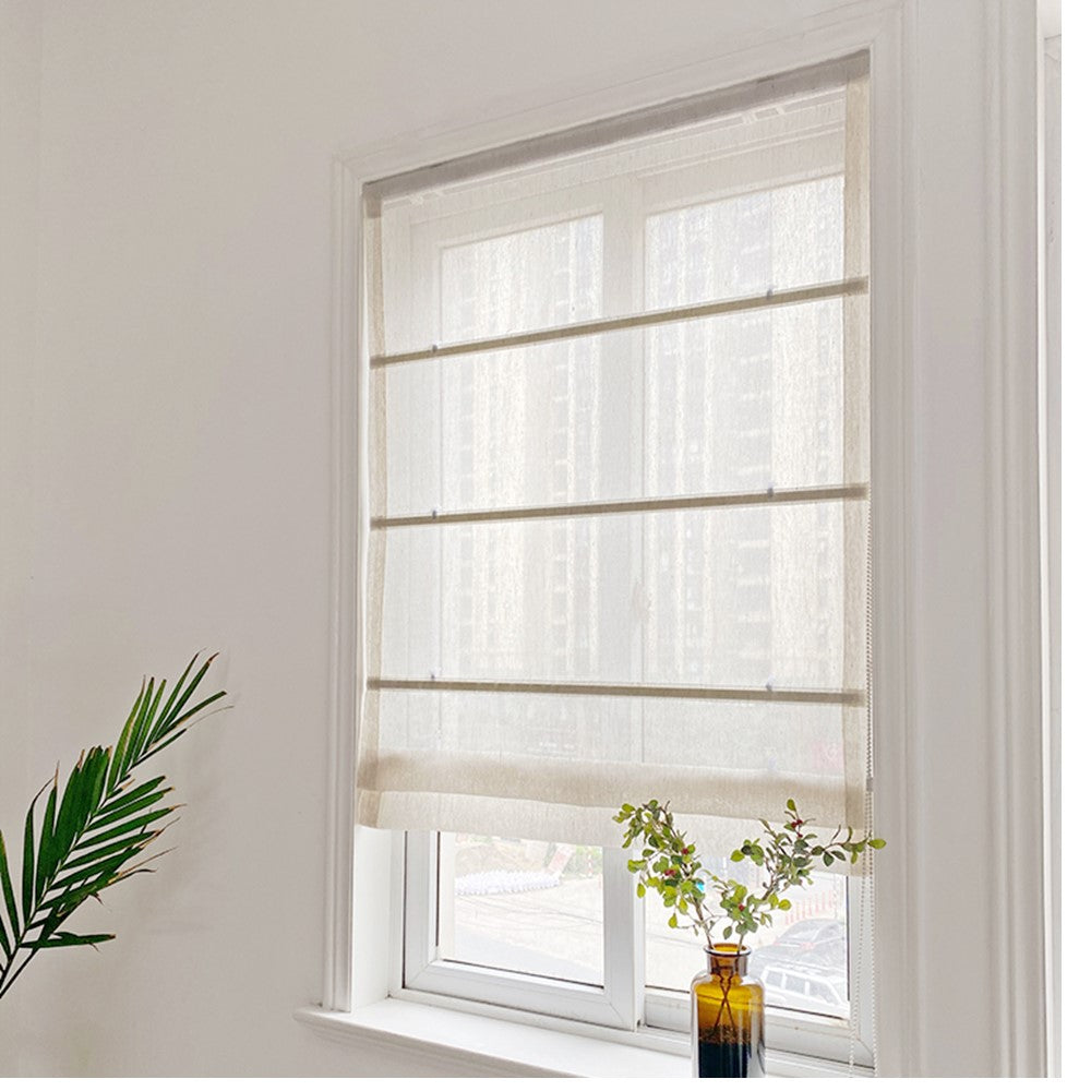 White Semi See Through Light Filtering Window Roman Shade