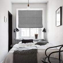 Load image into Gallery viewer, Black and White Houndstooth Nailshead Pattern Window Roman Shade
