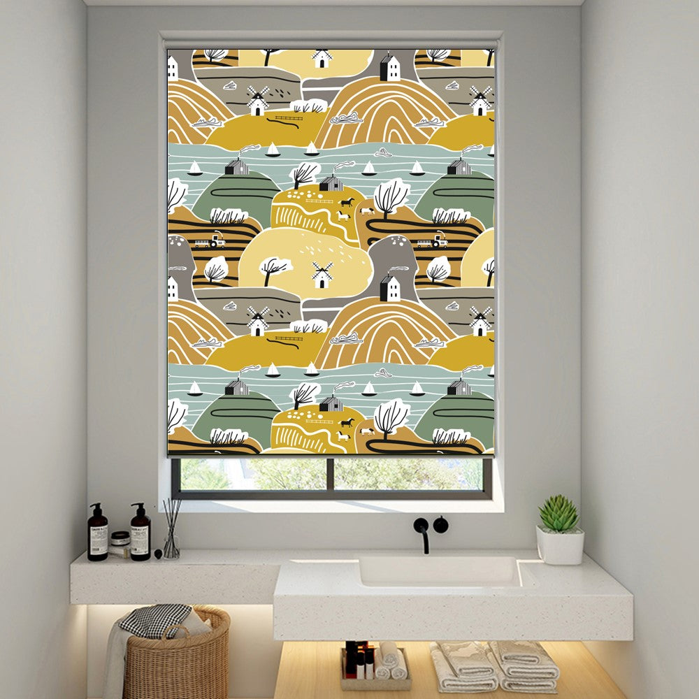 Country Mountain Boho Design Print Theme Window Roller Shade