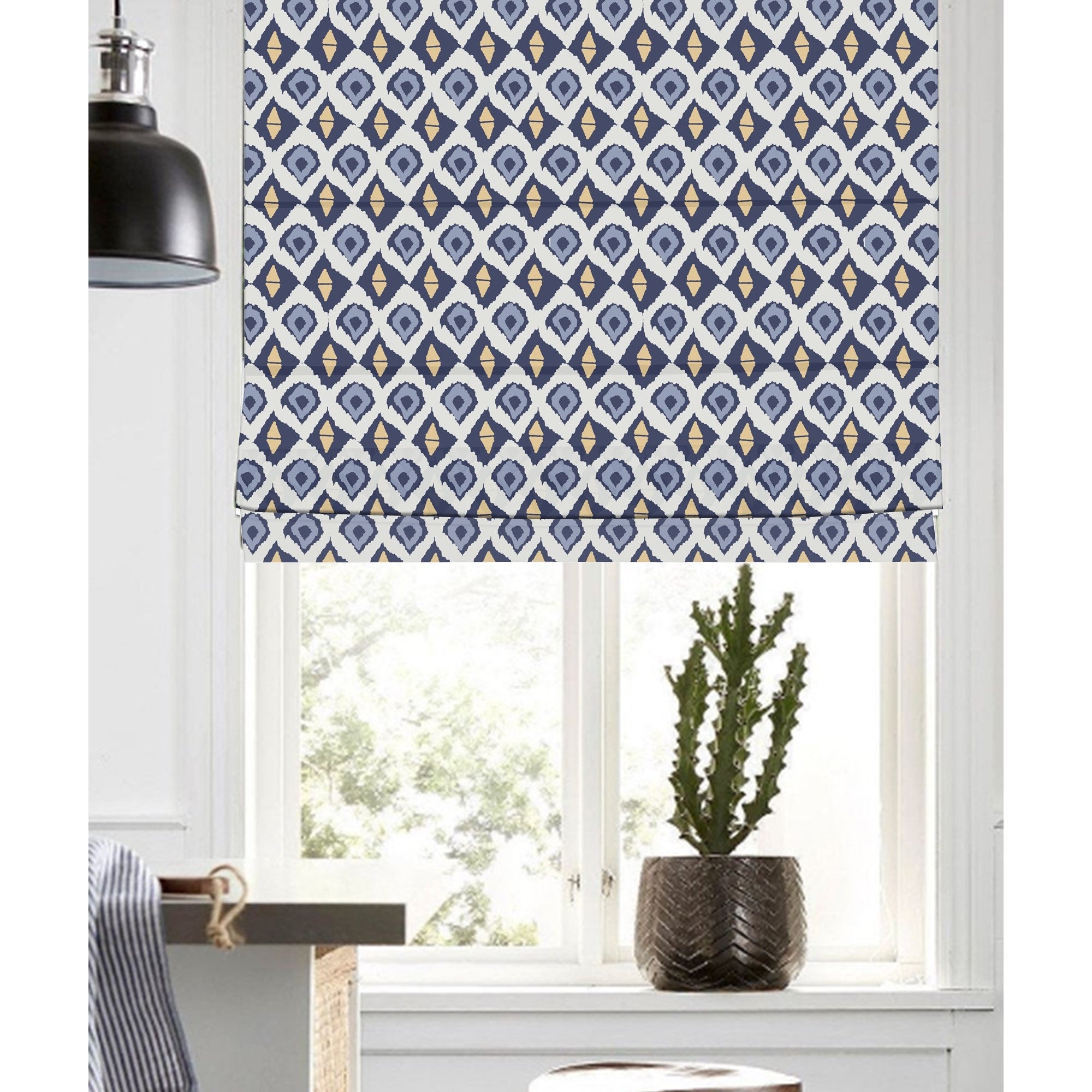 Shaded Pattern Window Southwestern Ethnic Tribal Patterns Linen Window Roman Shade – Art Shades