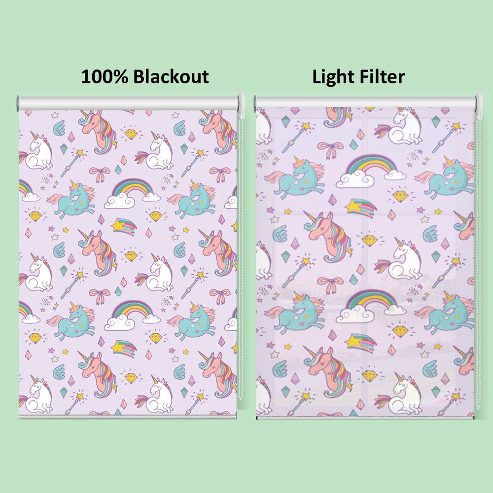 Nursery Kid Baby Room Purple Unicorn Window Roller Shade