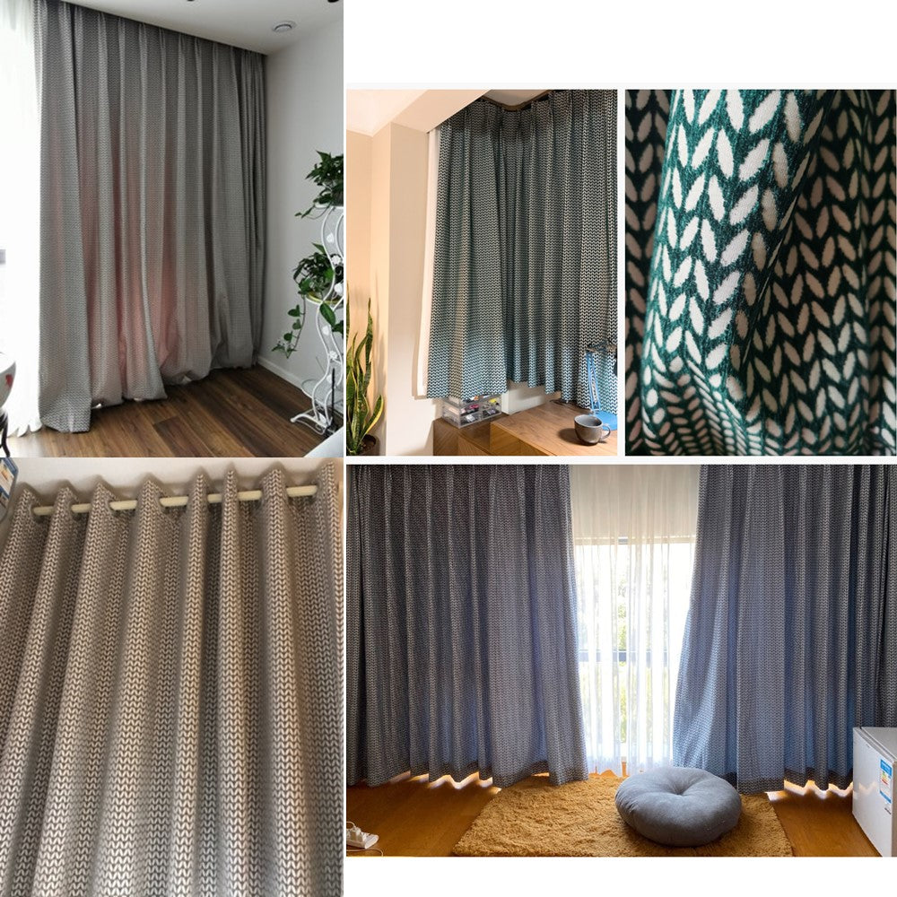 Textured Two Tones Fabric Linen Retro Mid Century Window Curtains Drapes