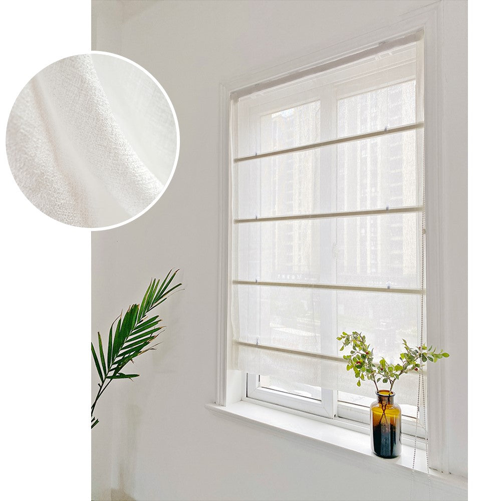 White Semi See Through Light Filtering Window Roman Shade