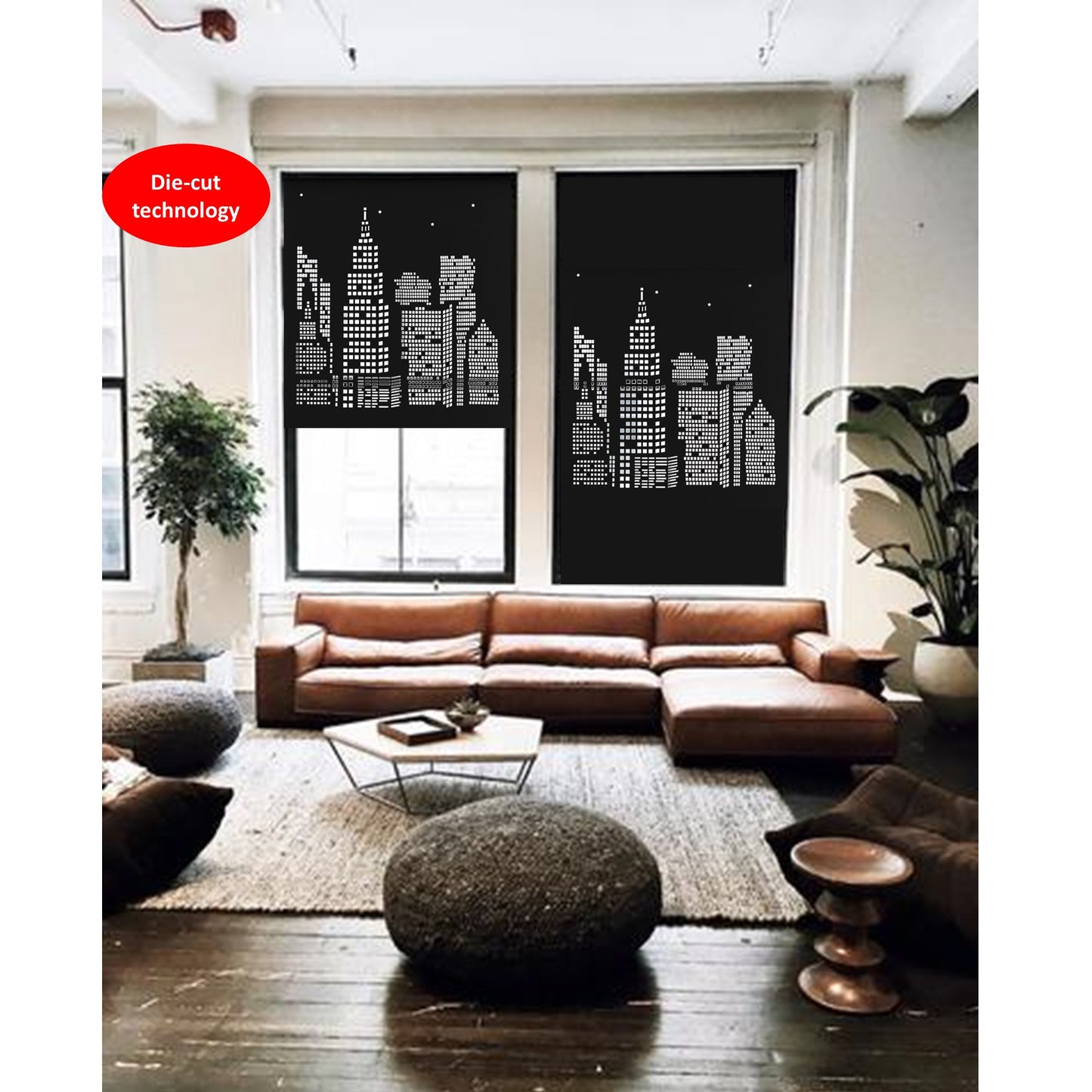 Skyline Blackout Die Cut Cutout Sparkle Window Roller Blinds Shades Curtains