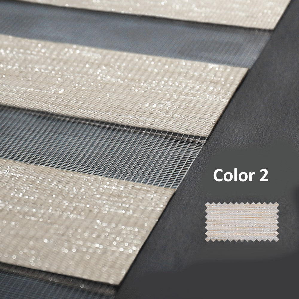 Glitter Neutral Window Blinds Zebra Roller Shade with Valance
