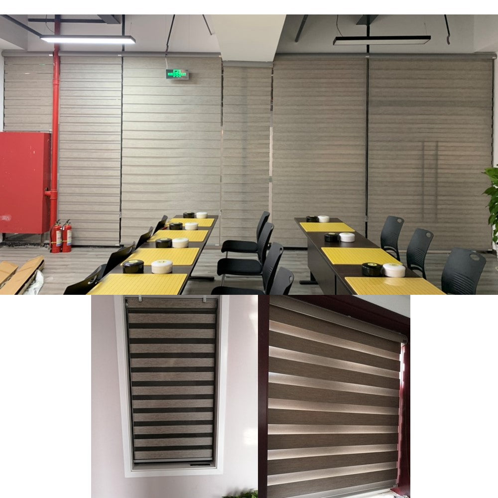Blackout and Sheer Window Blinds Zebra Roller Shade with Valance