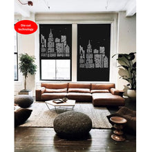 Load image into Gallery viewer, City Skycraper Embossing Cut Cutout Sparkle Window Roller Blinds Shades Curtains
