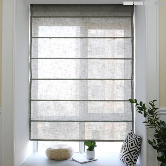 Semi See Through Fabric Jute Gray Linen Zen Window Roman Shade