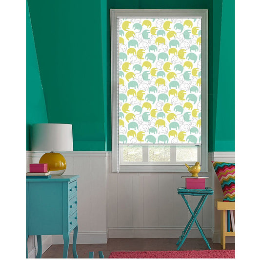 Nursery Kid Baby Room Elephants Window Roller Shade